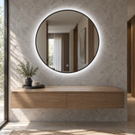 Lustro w kształcie koła LED z włącznikiem dotykowym 160x160 cm w srebrnej ramie Slim - zdjecie 5