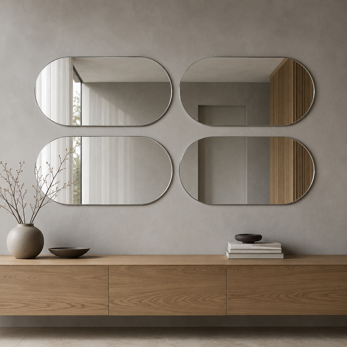 Lustro w kształcie stadionu 130x20 cm bez ramy z klejem do luster - zdjecie 3
