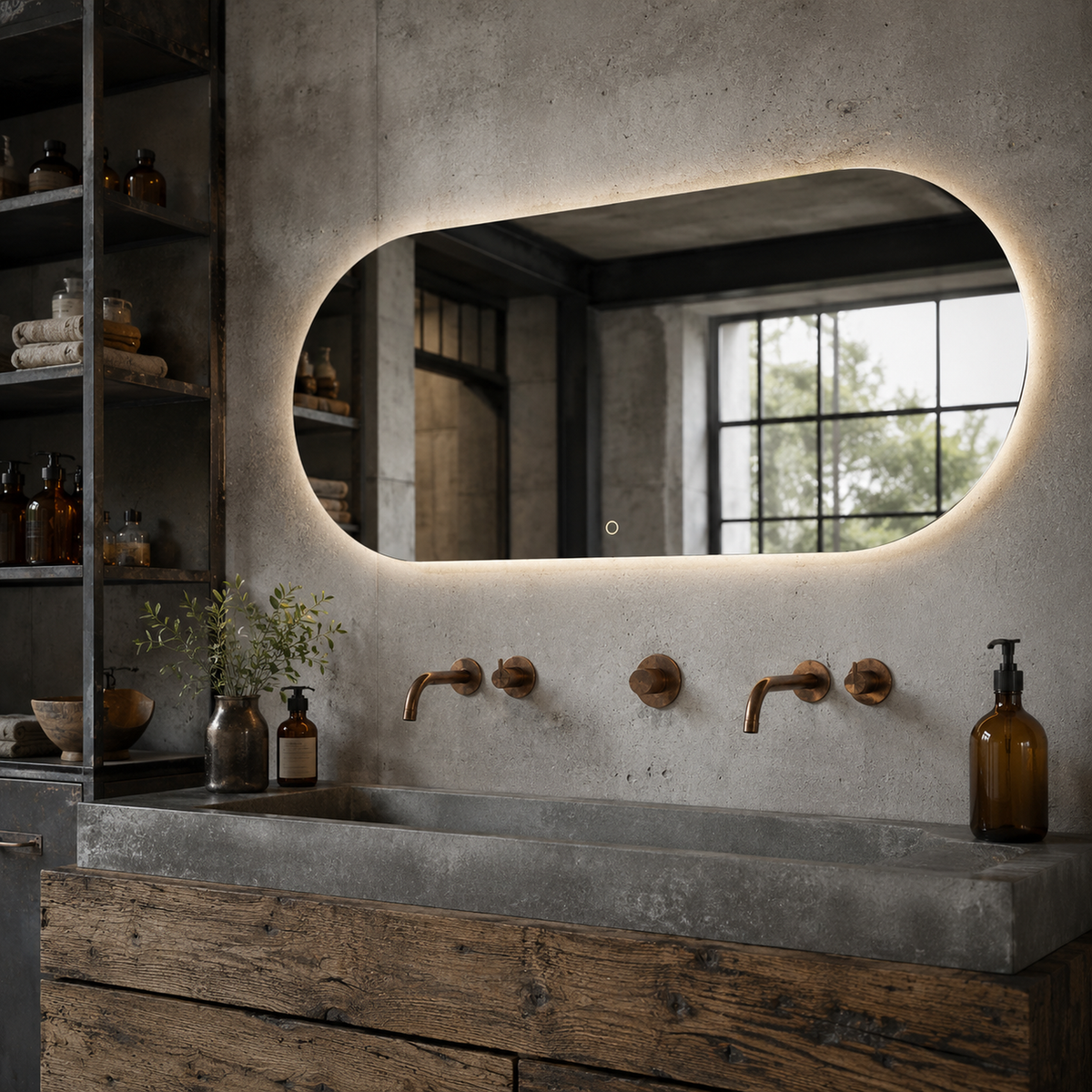 Lustro w kształcie stadionu LED z włącznikiem na ruch 100x60 cm bez ramy - zdjecie 3
