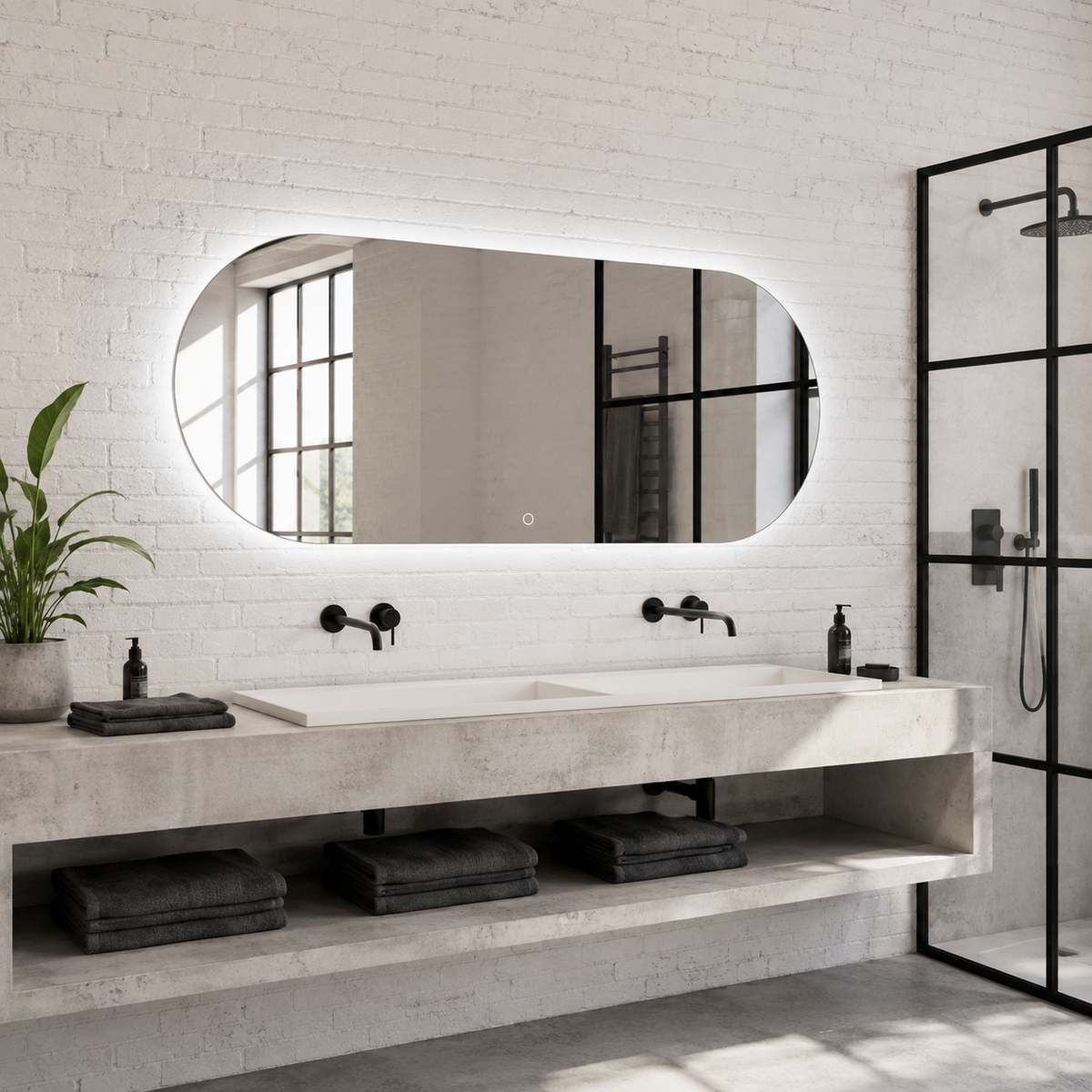 Lustro w kształcie stadionu LED z włącznikiem na ruch 230x150 cm bez ramy - zdjecie 5